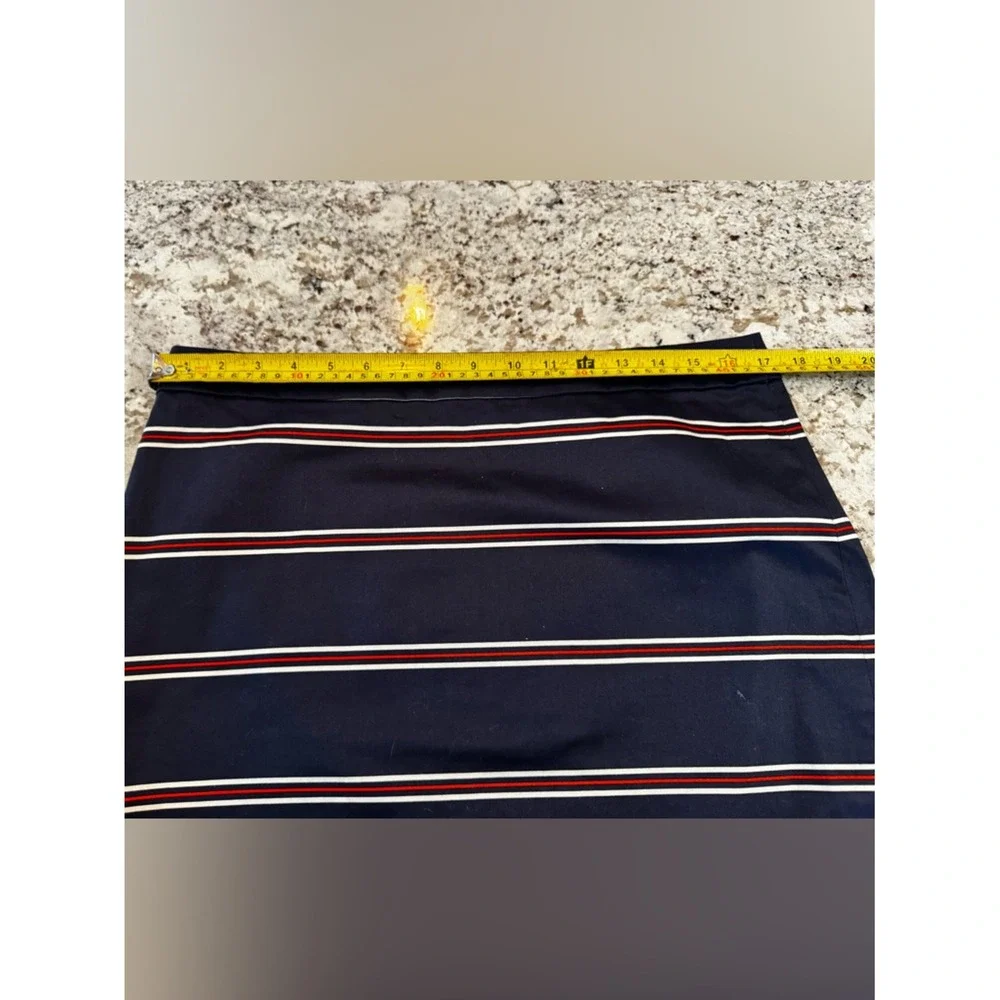 J.‎ Crew Navy Pencil Skirt with Orange and White Stripes